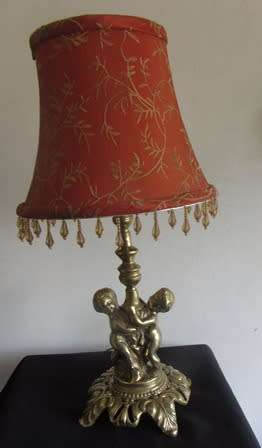 Solid Brass Cherub Lamp With Shade