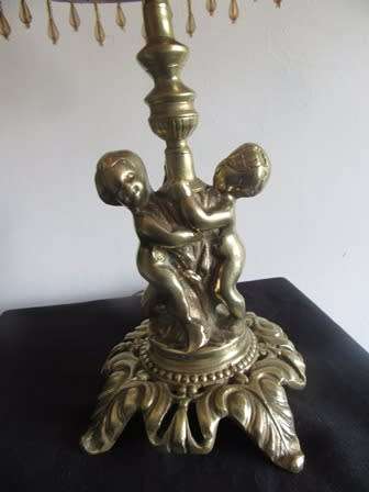 Solid Brass Cherub Lamp With Shade