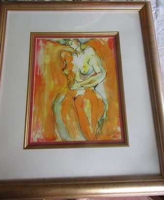 Framed Mixed Media Abstract Nude
