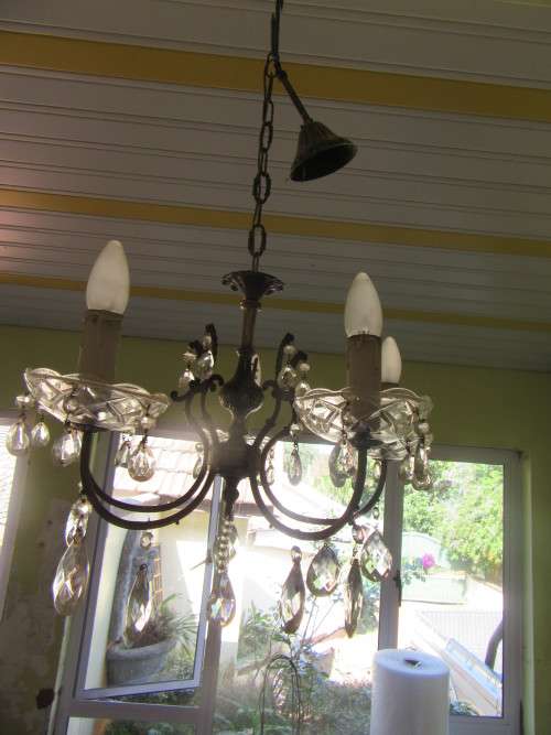 Vintage Crystal 5 Arm Chandelier