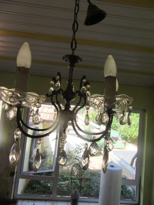 Vintage Crystal 5 Arm Chandelier