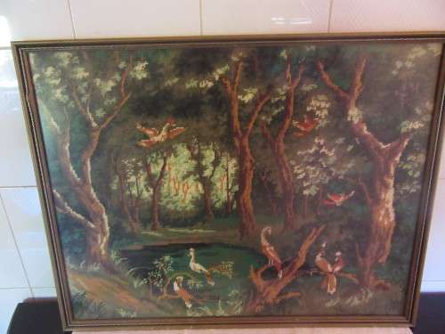 Tapestry of Forest Scene Framed
