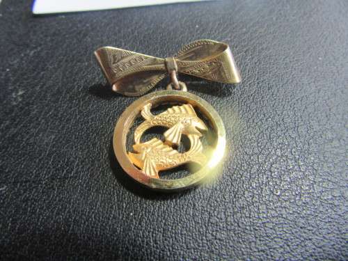 9ct Gold Pisces Brooch 7 grams