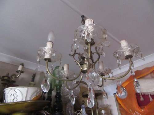 Vintage Crystal 5 Arm Chandelier