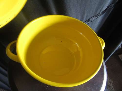 Enamel Yellow Bowl with Lid