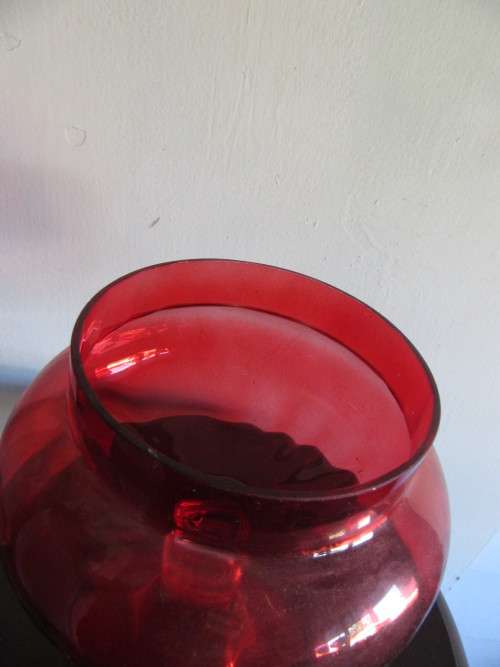 Vintage Red Empoli Italian Lidded Apothecary Jar