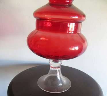Vintage Red Empoli Italian Lidded Apothecary Jar