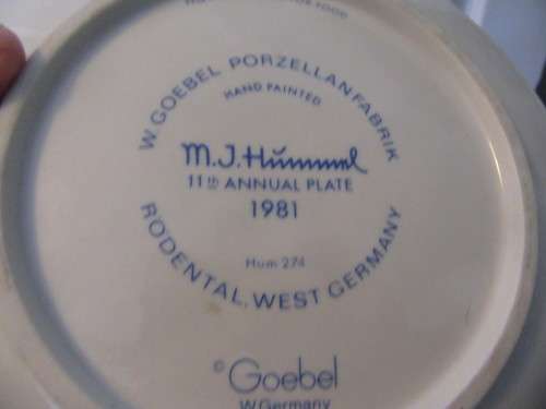 Hummel Aniversary Plate 1981