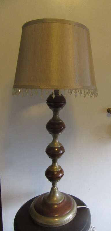 Gorgeous Vintage Wood & Metal Table Lamp Sold Without Shade