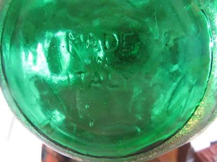 Retro Bubble Decanter/ Genie Bottle Green With Stopper Made In Italy