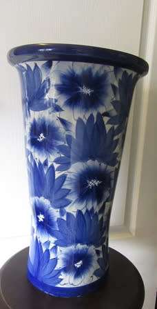 Blue and White Umbrella Stand