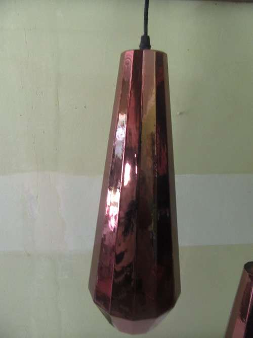Pair of Copper Coloured Glass Ceiling Pendants