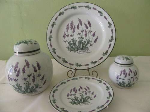 Wiesenthal  Porcelain GermanyLavender Rack Plates with Matching Ginger Jars
