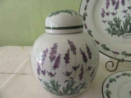 Wiesenthal  Porcelain GermanyLavender Rack Plates with Matching Ginger Jars