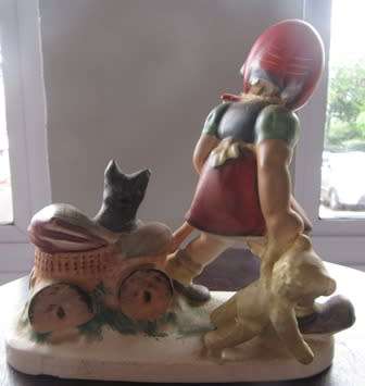 Friedel - Bavaria Western Germany Figurine Girl Pulling  A Cart