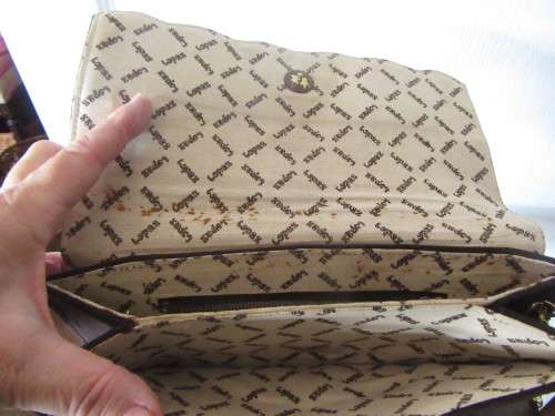 Vintage Suede Leather  Brown  Bag .with Gold Chain by Topaz