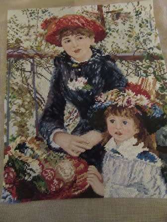 Unframed Tapestry of  Mother & Daughter by Renoir