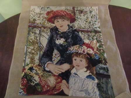 Unframed Tapestry of  Mother & Daughter by Renoir