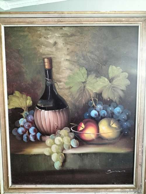 Still Life Painting of Fruit & Wine