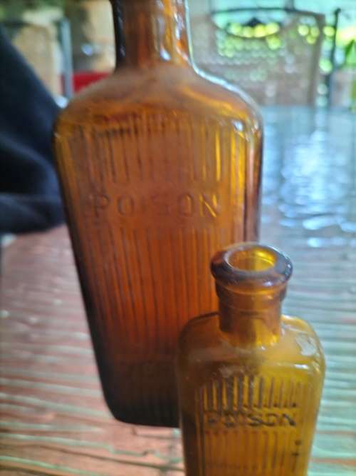 Pair of Amber Athrocopy  Poison Bottle