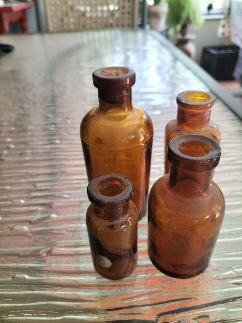 Group of Amber Athrocopy  Bottles