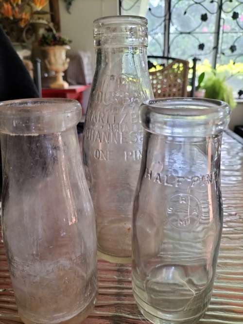 Group of Vintage Milk  Bottles  1Pint and Half Pint