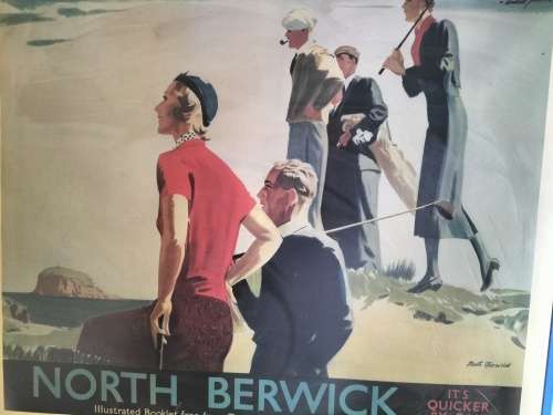 VINTAGE FRAMED NORTH BERWICK RAILWAY POSTER