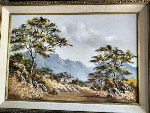 Painting of a landscape by well known SA Artist Heather Rider