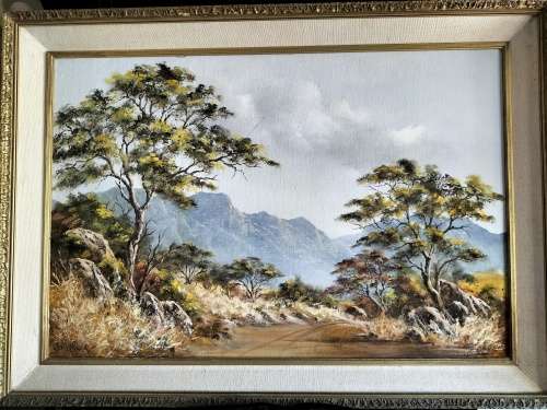 Painting of a landscape by well known SA Artist Heather Rider