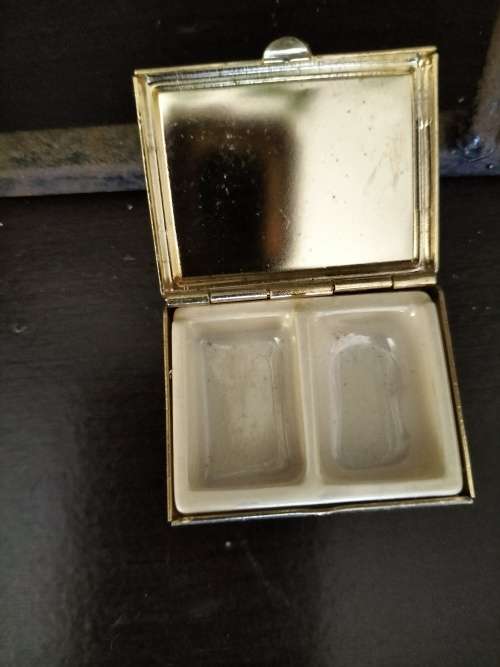 Metal & Porcelain Pill Box with Violet`s made in Italy