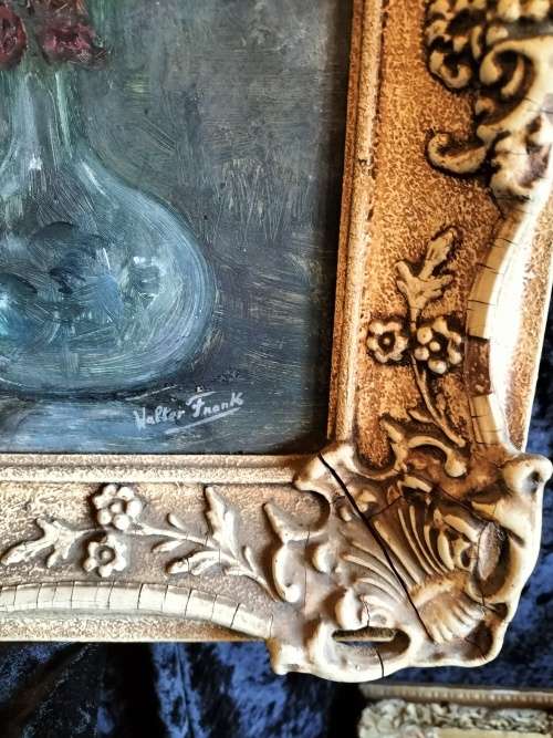 Framed Painting of Red Roses by Walter Frank