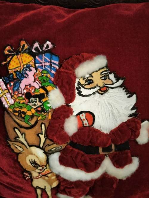 Red Velvet Christmas Applique Cushion