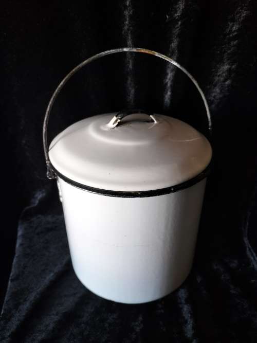 Vintage Enamel Billy Can with Handle