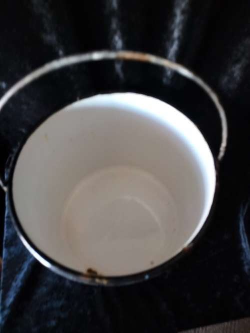 Vintage Enamel Billy Can with Handle