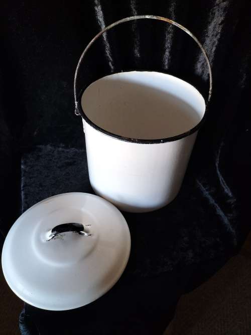 Vintage Enamel Billy Can with Handle