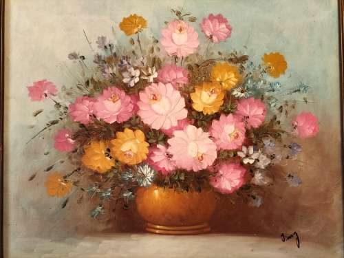 Still Life Painting of Roses in the Style of Robert Cox