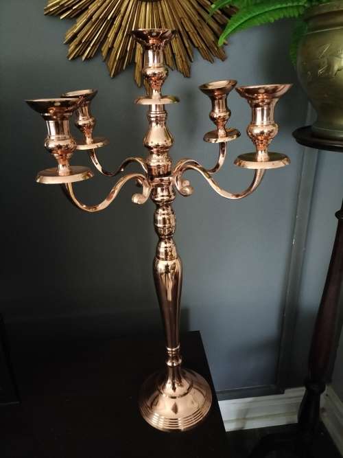 Large Copper Tone  4 Arm Candelabra
