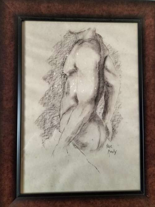 Steve Mandy Nude Charcoal Drawing