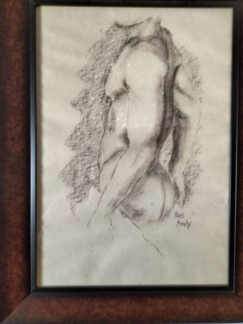 Steve Mandy Nude Charcoal Drawing