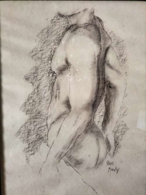 Steve Mandy Nude Charcoal Drawing