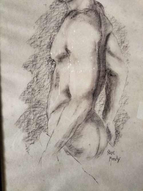 Steve Mandy Nude Charcoal Drawing