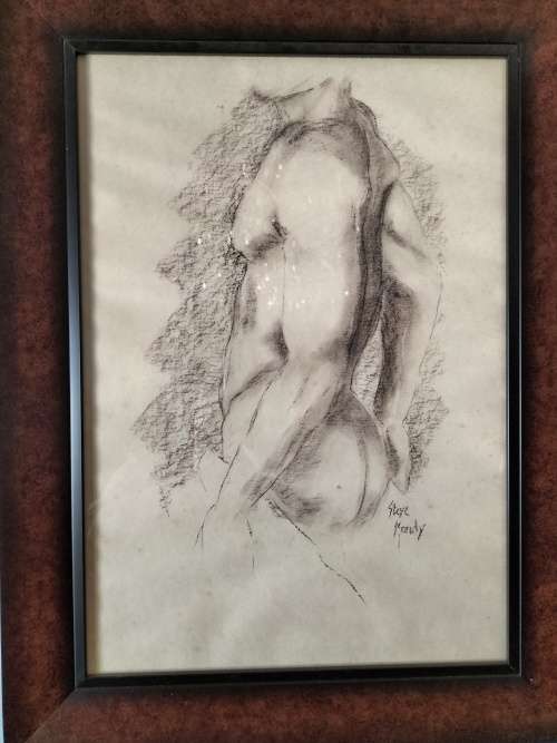 Steve Mandy Nude Charcoal Drawing