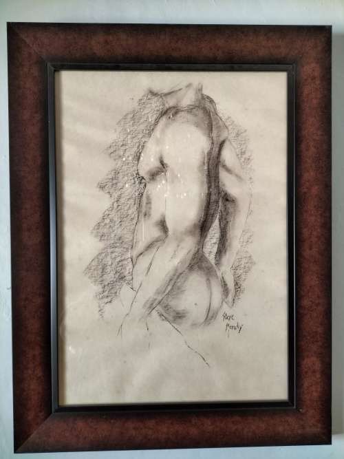 Steve Mandy Nude Charcoal Drawing