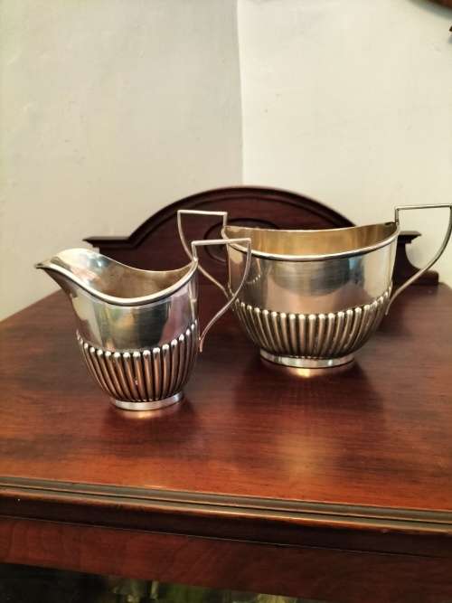 EPNS Silver Sugar Bowl & Creamer
