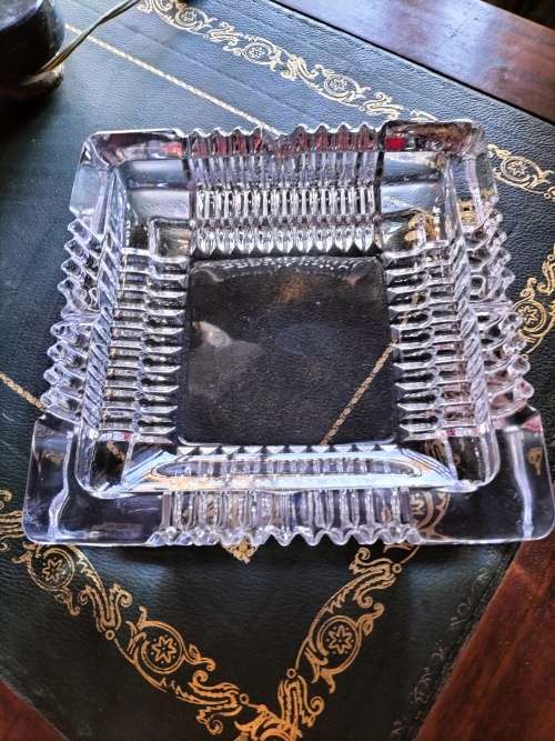 Large Square Cut Glass Ashtray