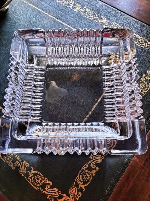 Large Square Cut Glass Ashtray