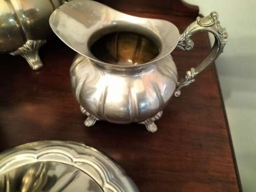 Antique Melon Motif Silver Plated Tea Set