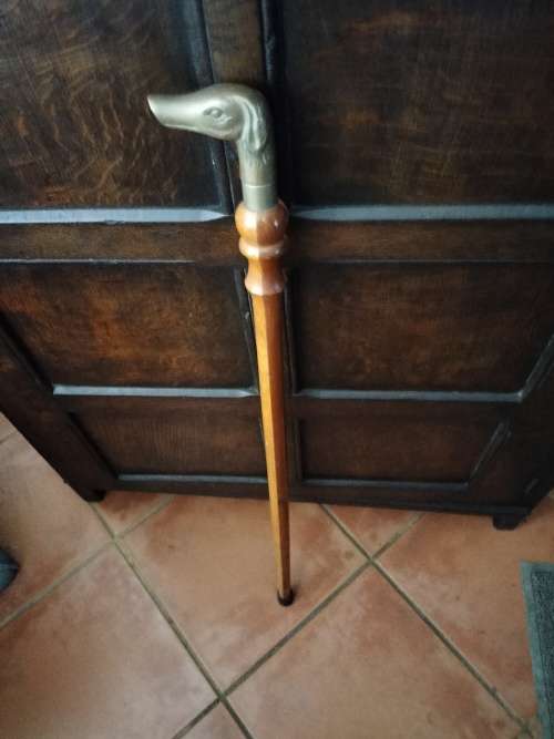 Brass Dog Head Walking Stick