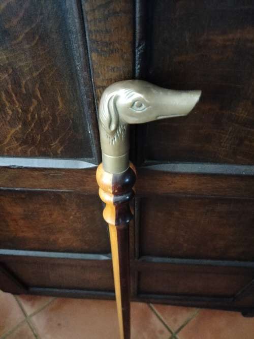 Brass Dog Head Walking Stick