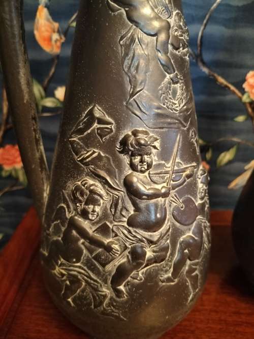 Pair of Art Nouveau Pewter Ewers